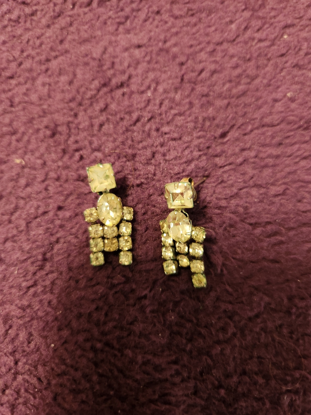 Antique Dainty Crystal Drop Earrings - Clear Crystal